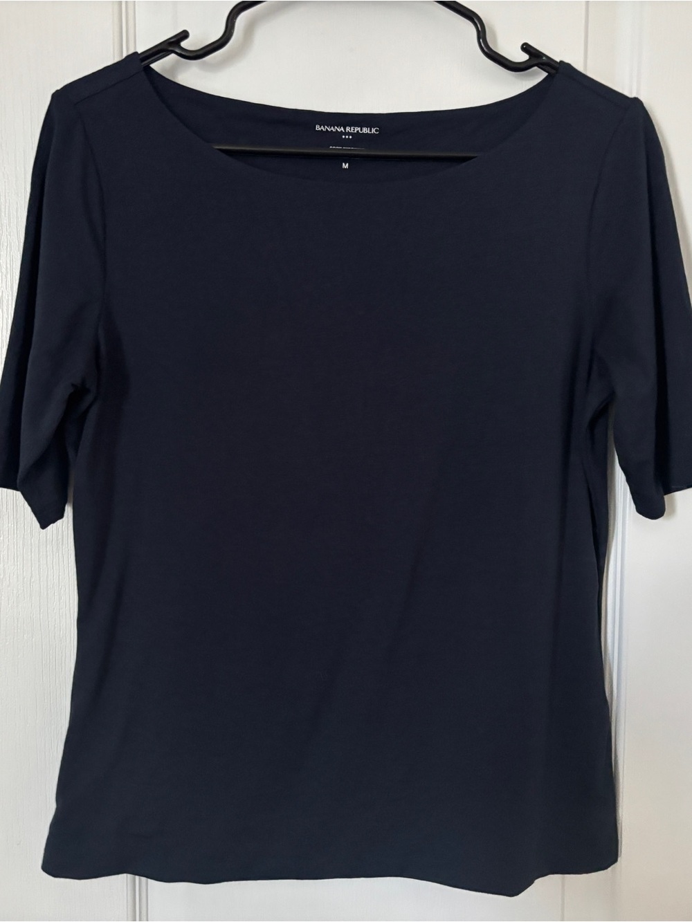 Banana Republic Soft Stretch Elbow-Sleeve Top - Navy